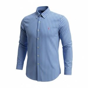 Ralph Lauren Classic Fit Blue Striped Button Down Shirt Mens Large Pink Pony